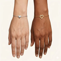 14K Gold Heart Charm Bracelet Set