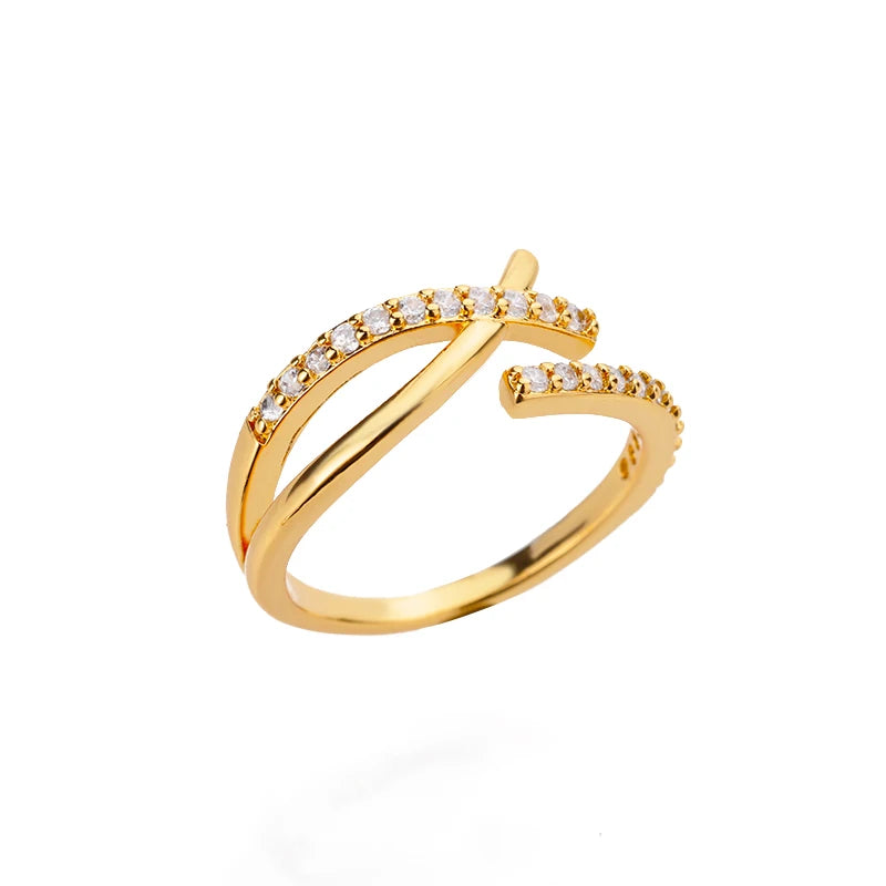 Diamond Gold Zircon Ring