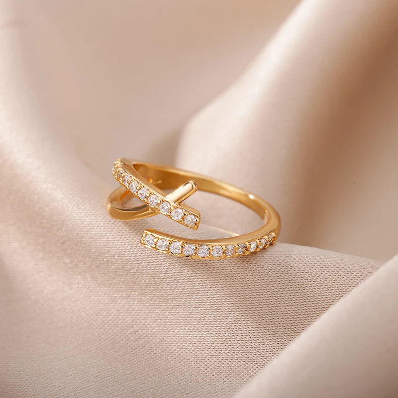 Diamond Gold Zircon Ring