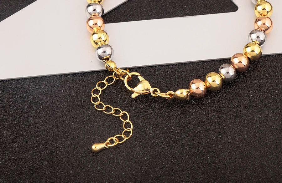 Gold Bead Charm Bracelet