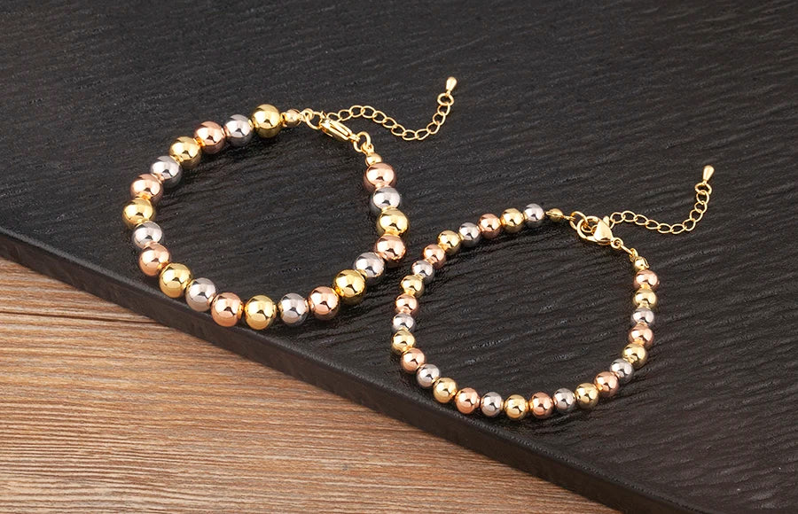 Gold Bead Charm Bracelet