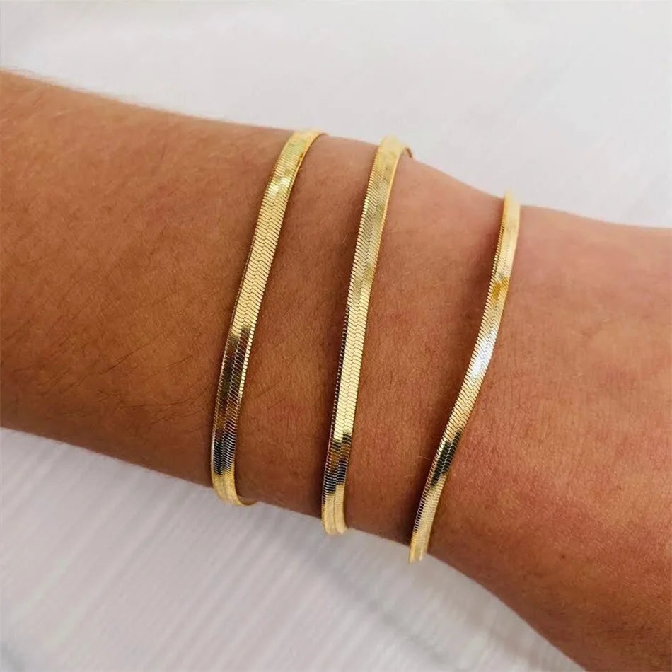 Snake Chain Bracelet Gold | Stainless Steel Women Minimalist Jewelry
