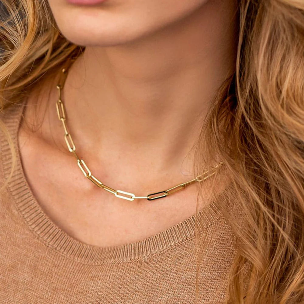 Gold Paperclip Chain Necklace