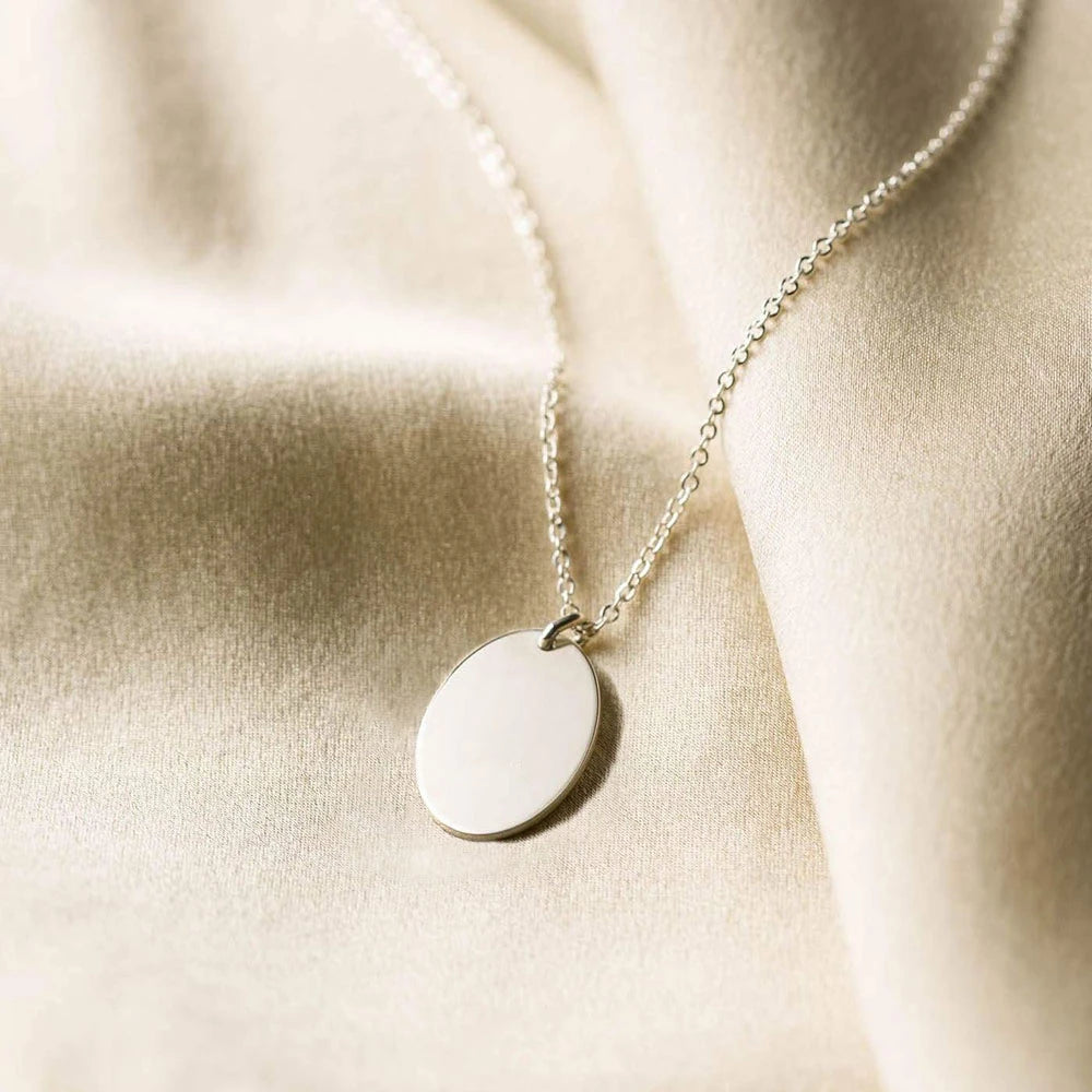 Gold Oval Pendant Necklace