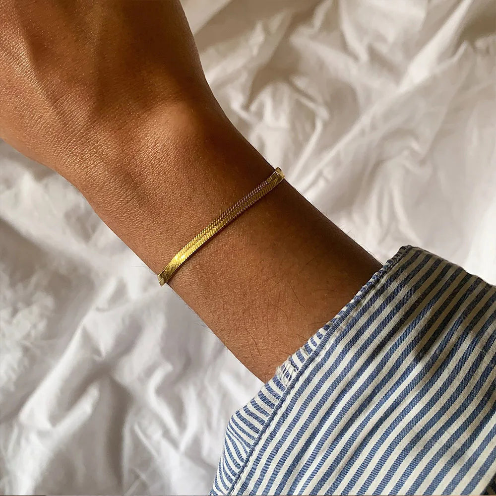 Snake Chain Bracelet Gold | Stainless Steel Women Minimalist Jewelry