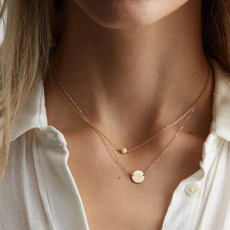 Gold Pearl Choker Necklace