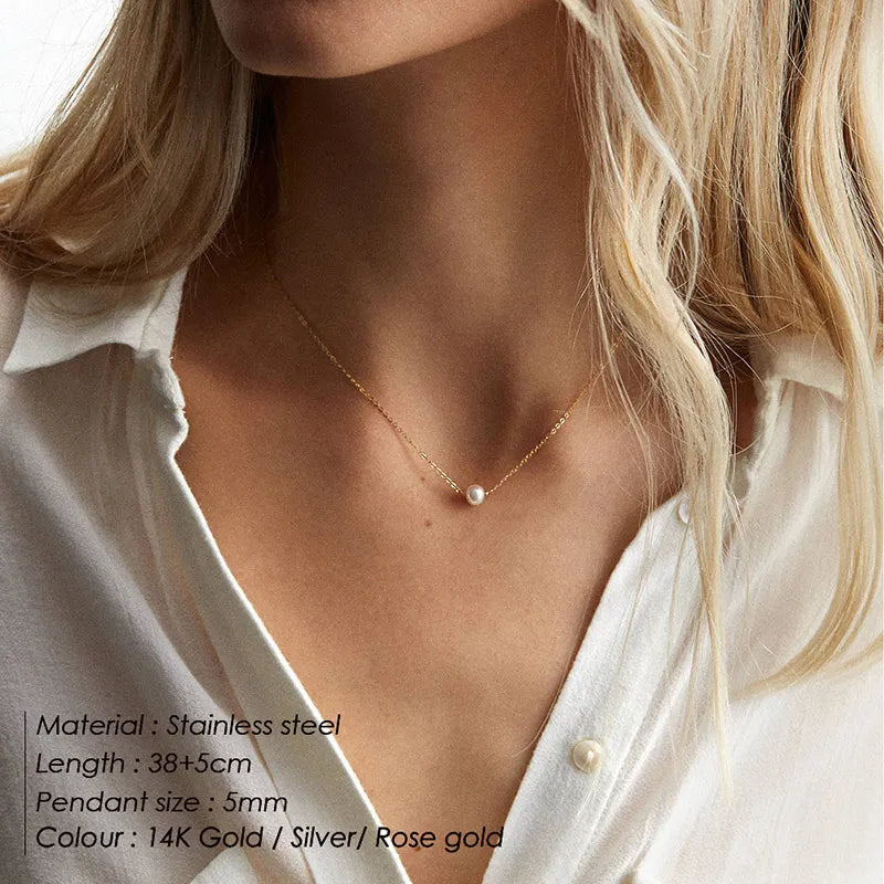 Gold Pearl Choker Necklace