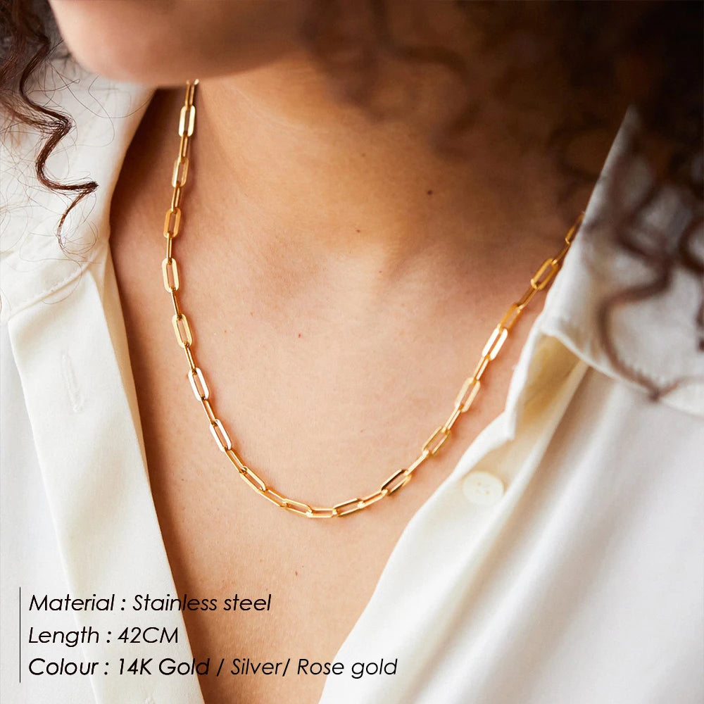 Gold Paperclip Chain Necklace