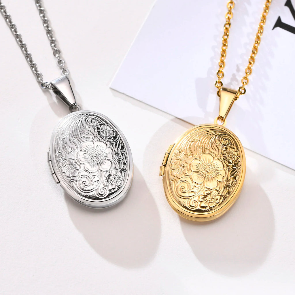 Floral Heart Locket Necklace