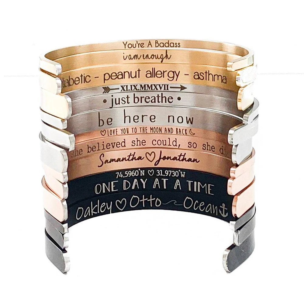 Gold Engraved Cuff Bracelet