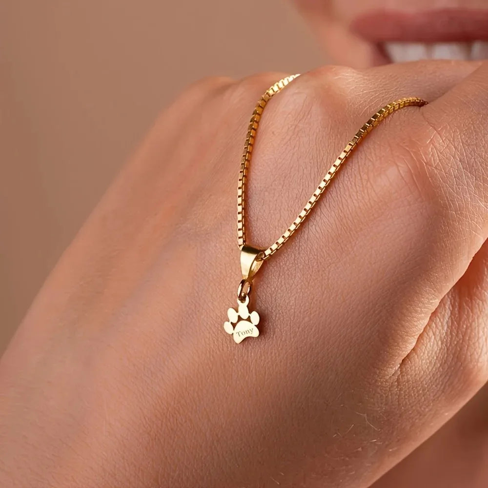 Personalized Paw Name Necklace