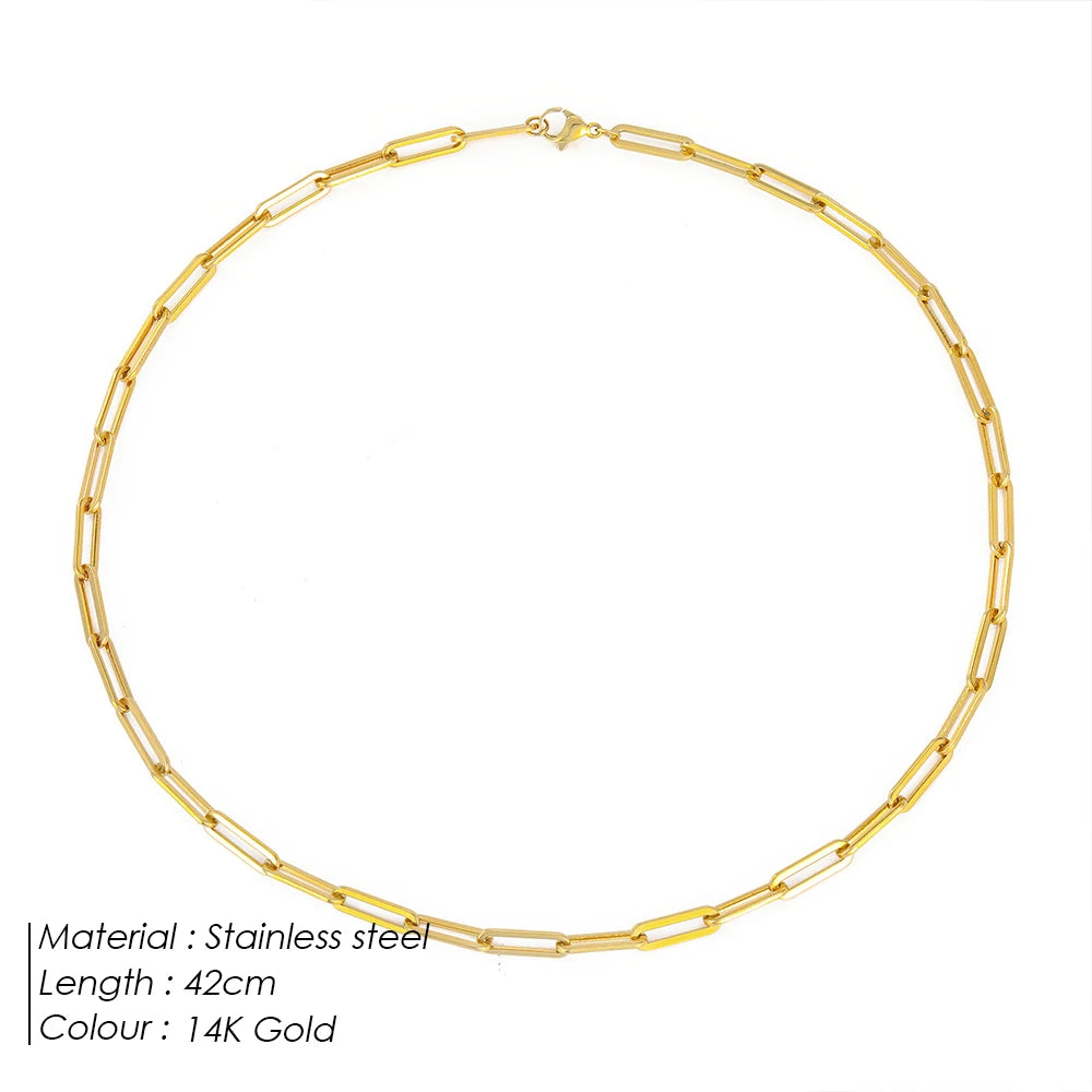 Gold Paperclip Chain Necklace