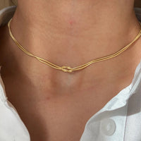 14K Gold Knot Snake Chain Necklace