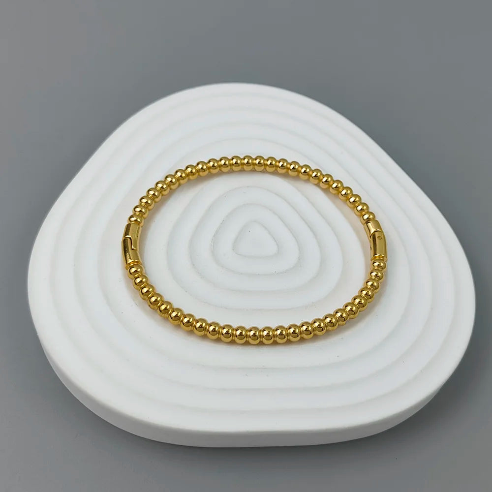 New stainless steel ball bead gold-plated bracelet, classic O-shaped silver bracelet for women, wedding party jewelry