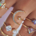 Star Moon Sterling Silver Ring