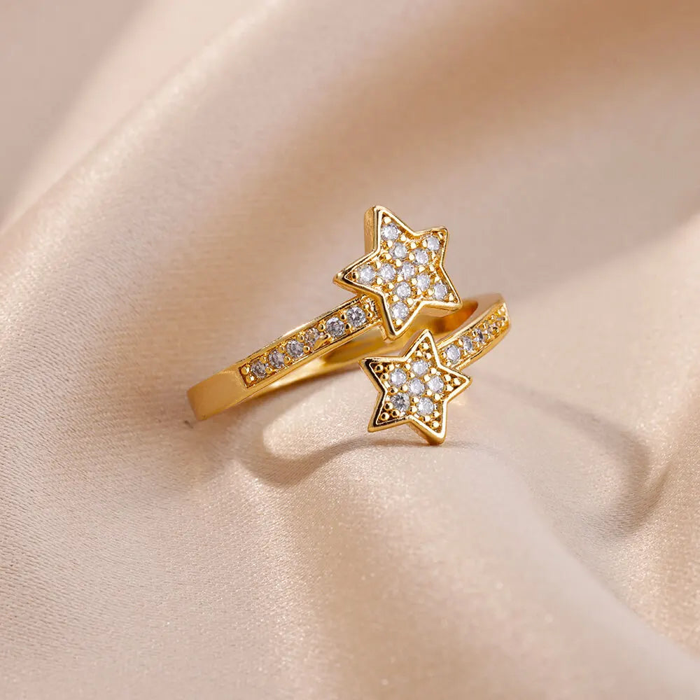 Double Star Zircon Ring