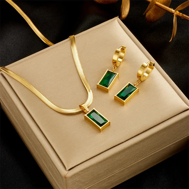 Gold Green Zircon Set