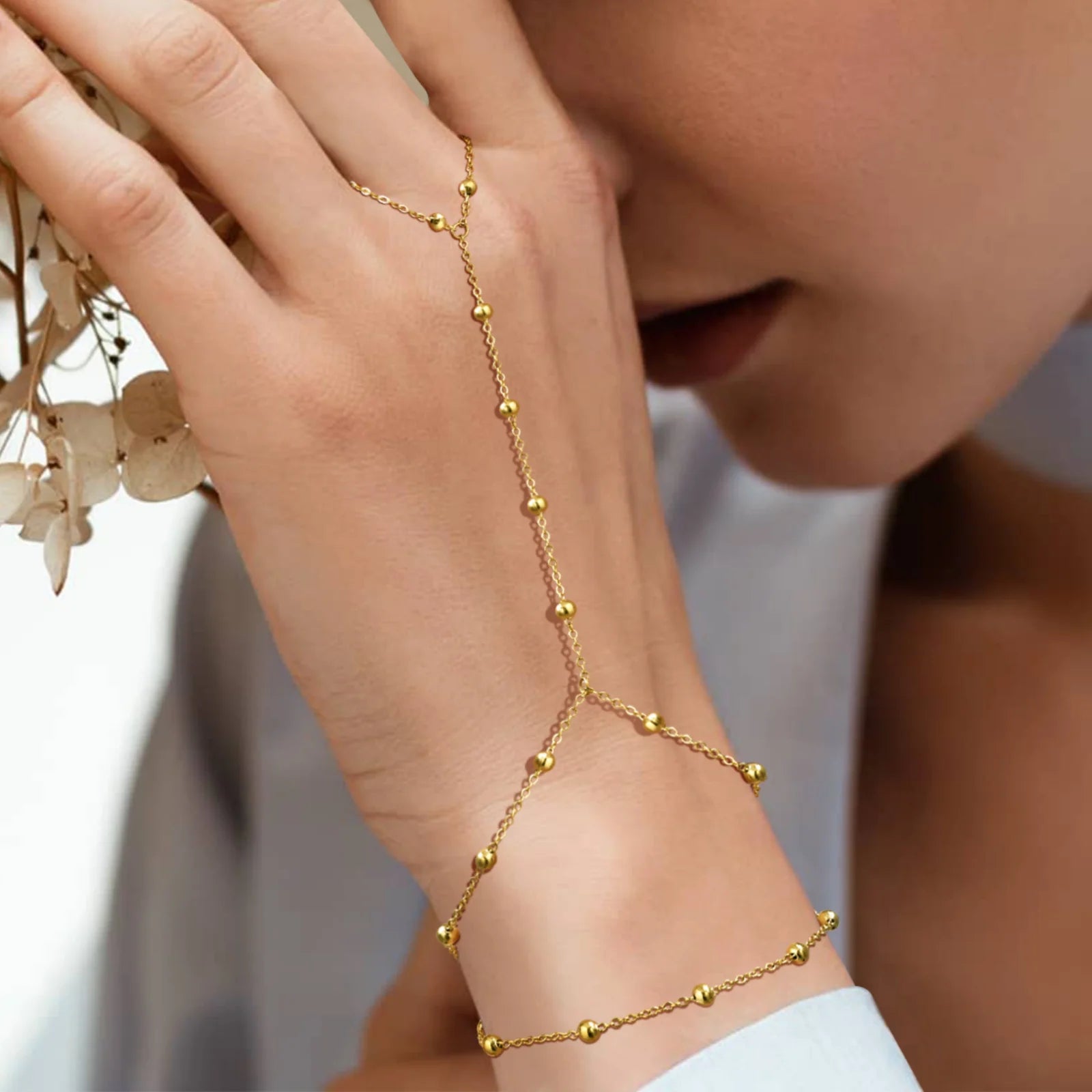 Gold Hand Chain Ring Bracelet