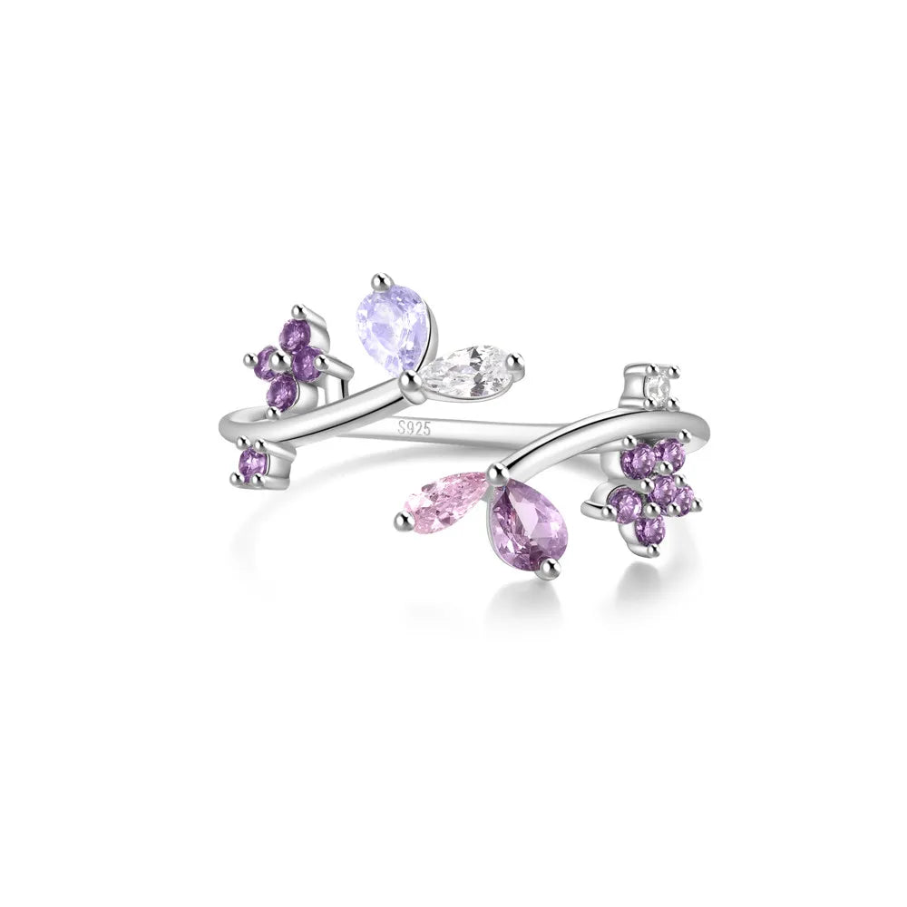 Crystal Flower Adjustable Ring