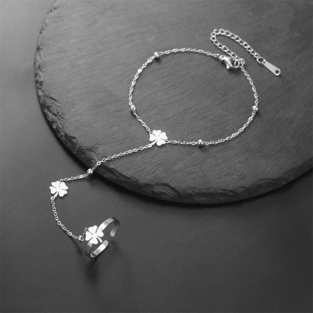 Heart Clover Chain Bracele