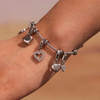 Zircon Heart Charm Bangle