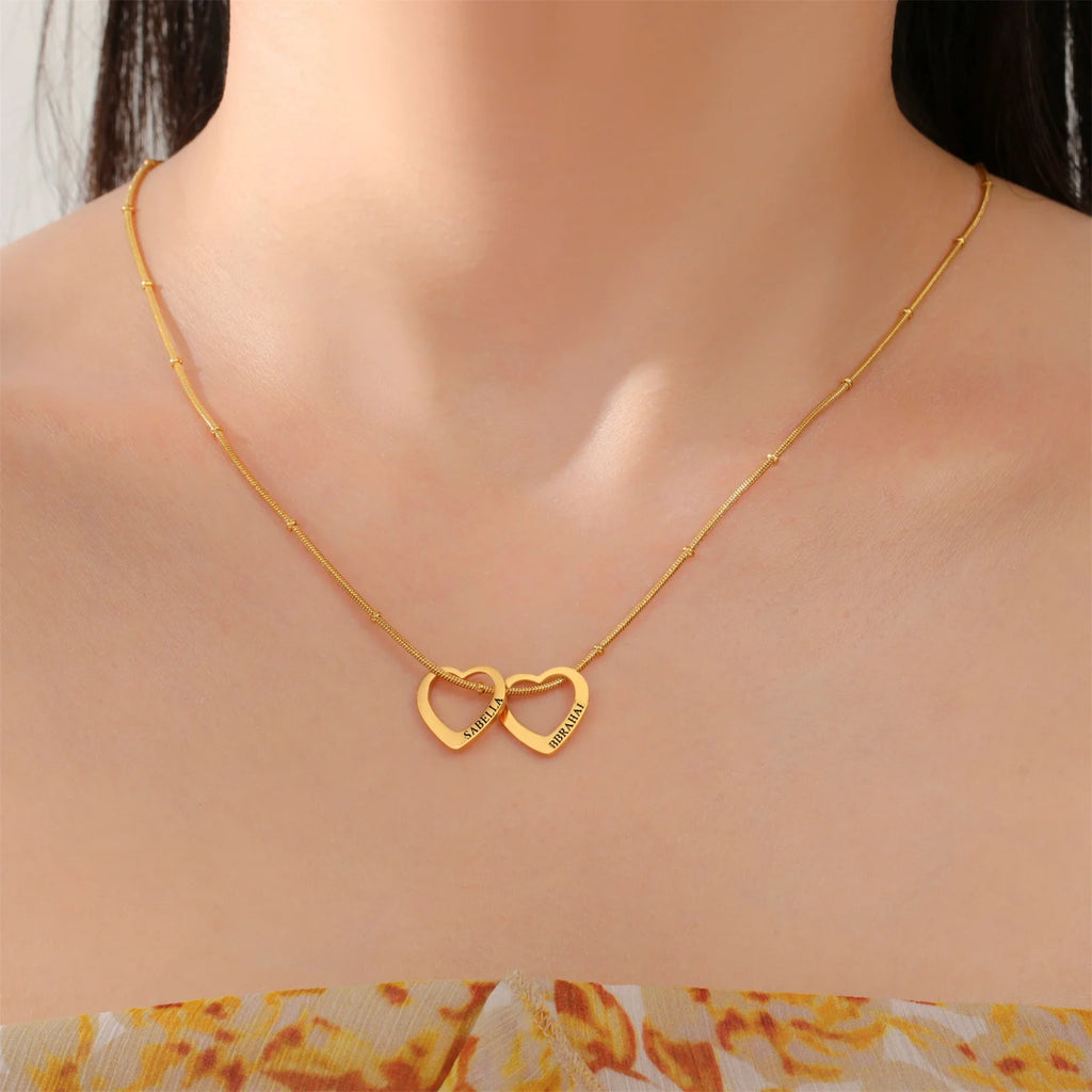 Custom Heart Name Date Necklace