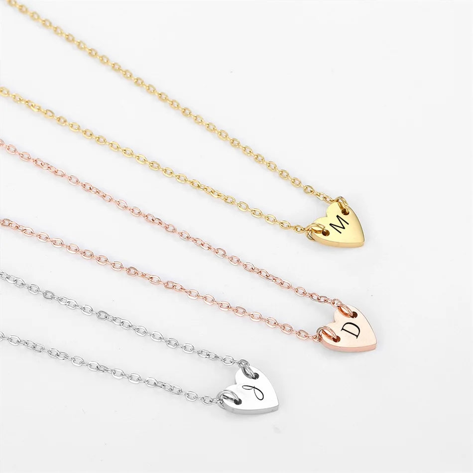 Gold Heart Letter Necklace