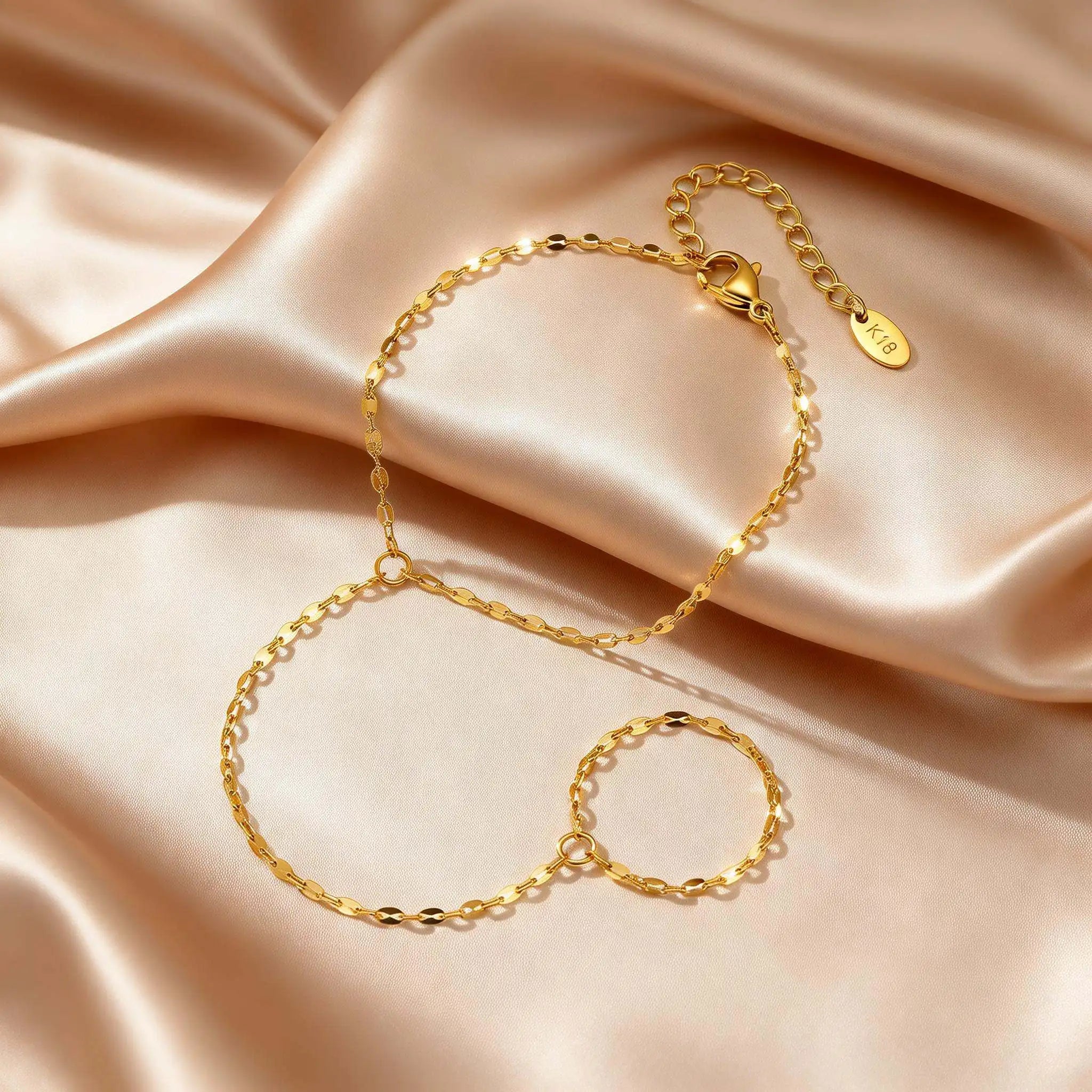 Gold Hand Chain Ring Bracelet