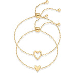 14K Gold Heart Charm Bracelet Set