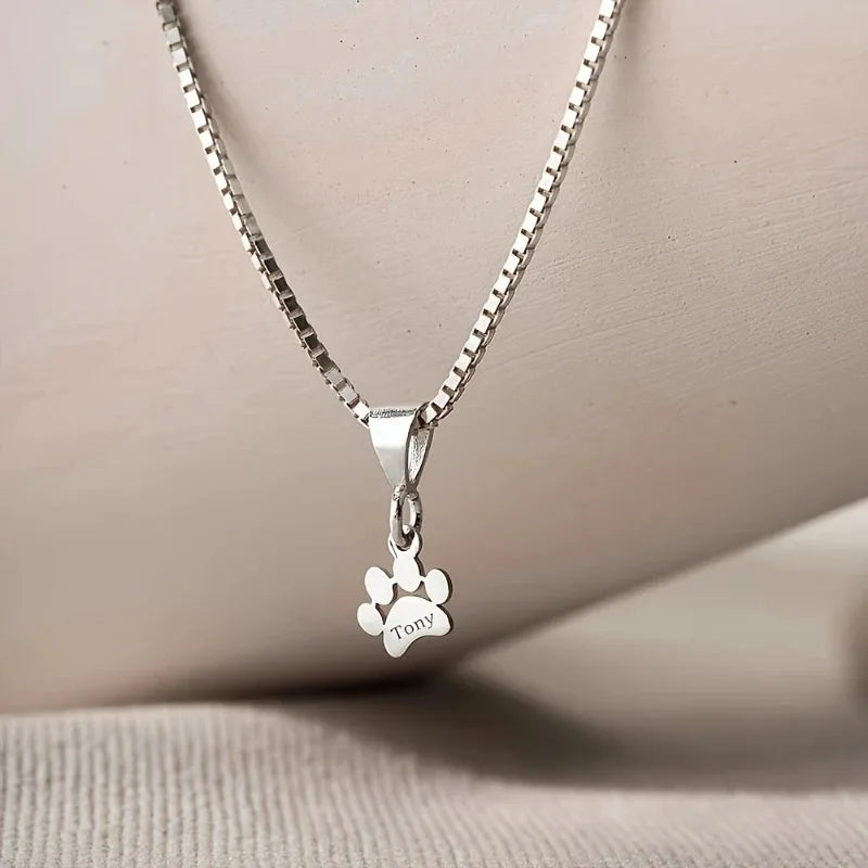 Personalized Paw Name Necklace