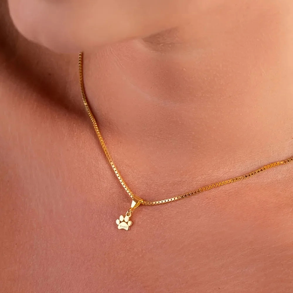 Personalized Paw Name Necklace
