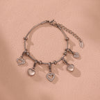 Zircon Heart Charm Bangle