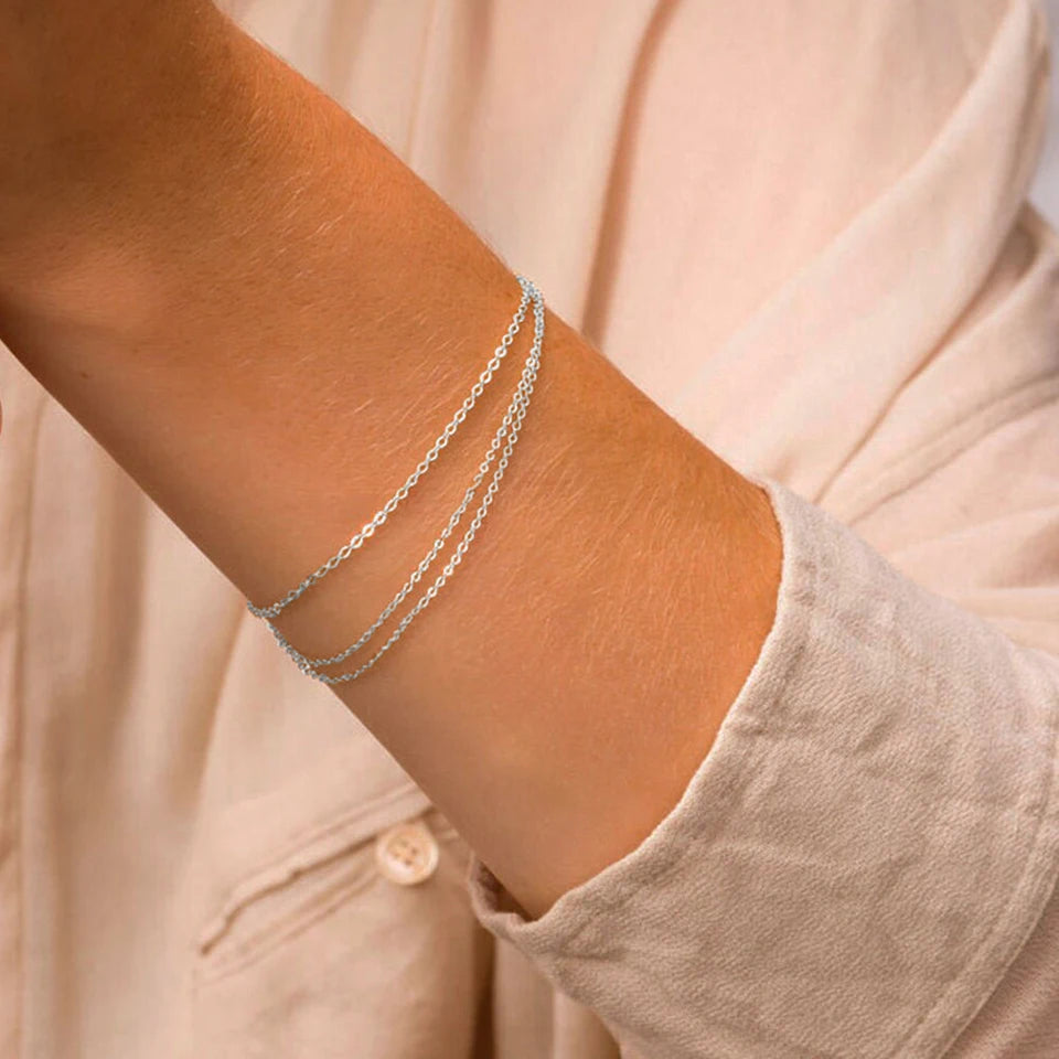 Silver Layered Chain Bracelet