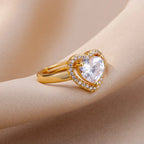 Gold Heart Zircon Ring