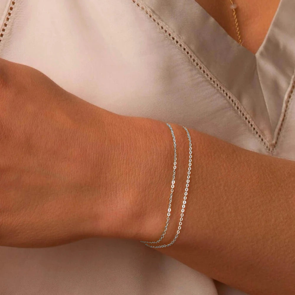 Silver Layered Chain Bracelet