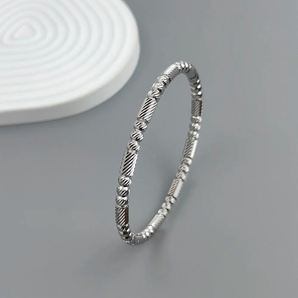 New stainless steel ball bead gold-plated bracelet, classic O-shaped silver bracelet for women, wedding party jewelry