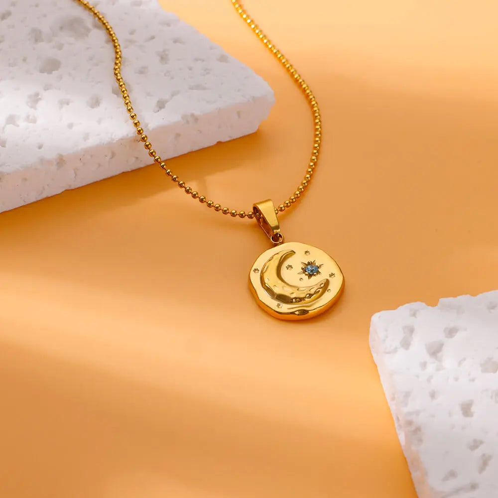 Gold Star Moon Necklace
