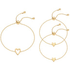 14K Gold Heart Charm Bracelet Set