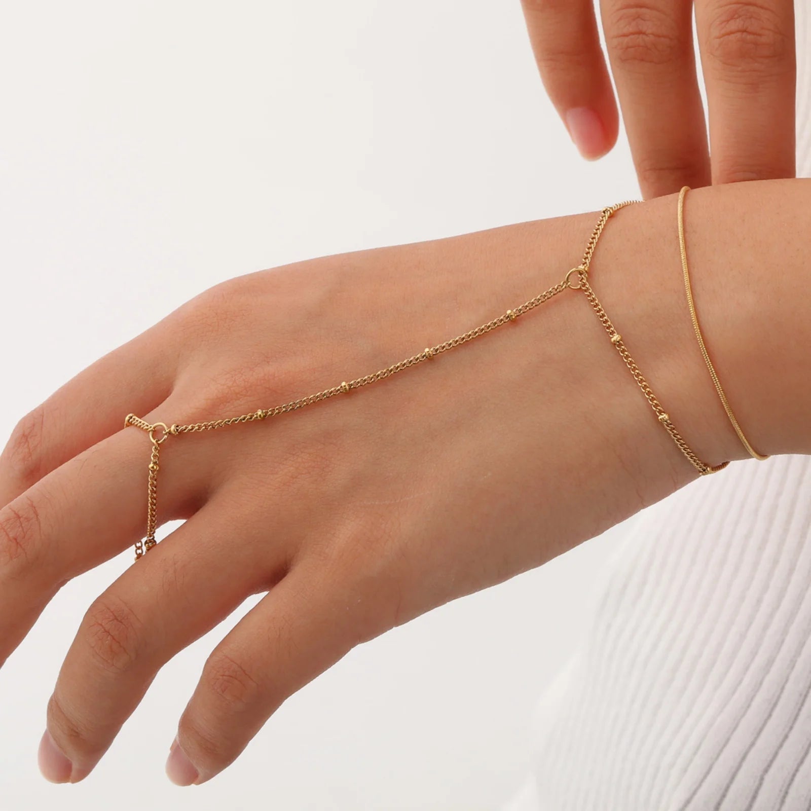 Gold Hand Chain Ring Bracelet