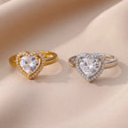 Gold Heart Zircon Ring