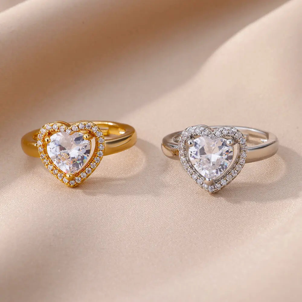Gold Heart Zircon Ring