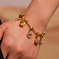 Zircon Heart Charm Bangle