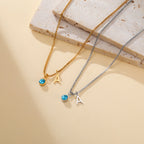 Custom Birthstone Initial Necklace