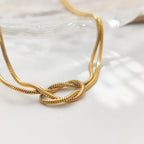 14K Gold Knot Snake Chain Necklace