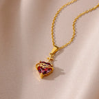 Gold Heart Cross Necklace