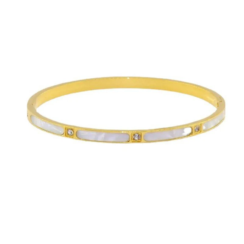 Shell Zircon Bangle Bracelet