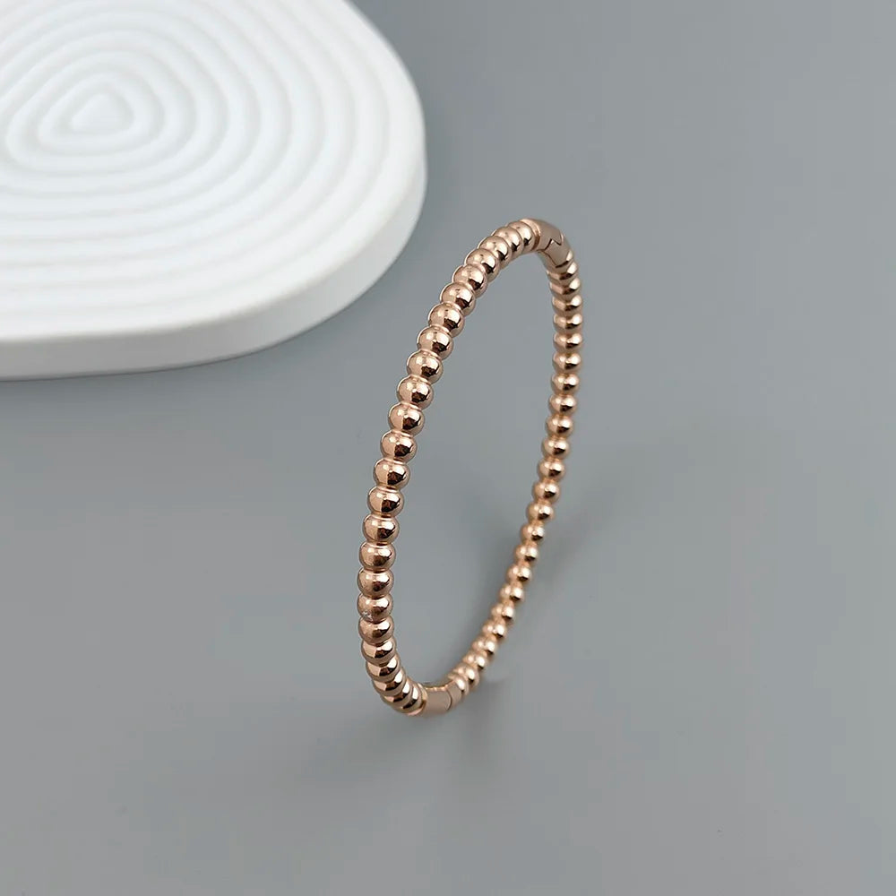 New stainless steel ball bead gold-plated bracelet, classic O-shaped silver bracelet for women, wedding party jewelry