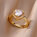 Gold Heart Zircon Ring
