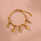 Zircon Heart Charm Bangle