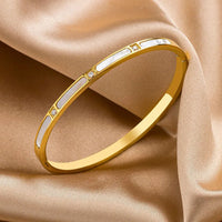 Shell Zircon Bangle Bracelet